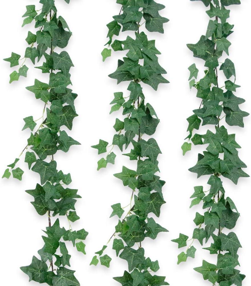 3Pcs Artificial Greenery Ivy Vines Kit, 6FT Odorless Silk Ivy Garland, Green Leaves Fake Hanging Plants, for Boho Decor, Home, Classroom, Wall, Party and Wedding Decoration
