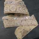 2.3 Inch Pearl Mirror Zircon Embellished Lace Trim – Luxury Scalloped Border for Sarees, Dresses, Home Décor & DIY Projects – Sold by The Yard (1, 3, 6 Yard Options) (1)