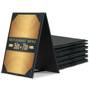 5" x 7" Table Tents, Leatherette PU Leather Double-Sided Menu Holders Menu A-Frame Sign Holders, 2 Side Menu Covers for Restaurant Coffee Cafe Bar Drink Dessert 5 Pack