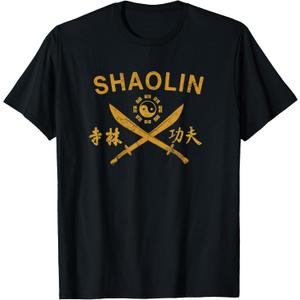Shaolin Kung Fu Martial Arts Broadsword T-Shirt, Small, Black