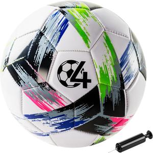Soccer Ball Size 5 Size 4 with Pump Deflated, Vibrant Multicolor Design, Bright Tri-Color Indoor/Outdoor Training Sports Ball, Official Size - Ideal Soccer Gift for Kids, Youth & Adults