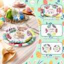 50 PCS Easter Plates, 9 Inch 7 Inch Dessert Paper Plates Party Supplies for Spring Holiday Picnic, Serve for 25 Guests (Egg)