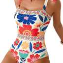 One Piece Swimsuit Women Tie Knot Tummy Control Bathing Suit | Modest Slimming Swimwear, Boho Shapewear Beachwear, Summer Beach Vacation Essentials, Cruise, Pool, Breathable, Khaki, Large