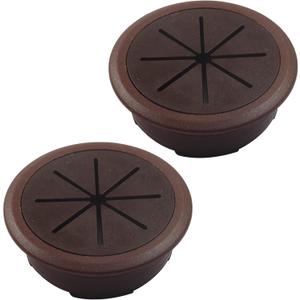 2"(50 mm) Desk Cable Grommet Hole Cover Kit Brown - Detachable ABS Plastic Cord Organizer for Office & Home Table(2 Pack)
