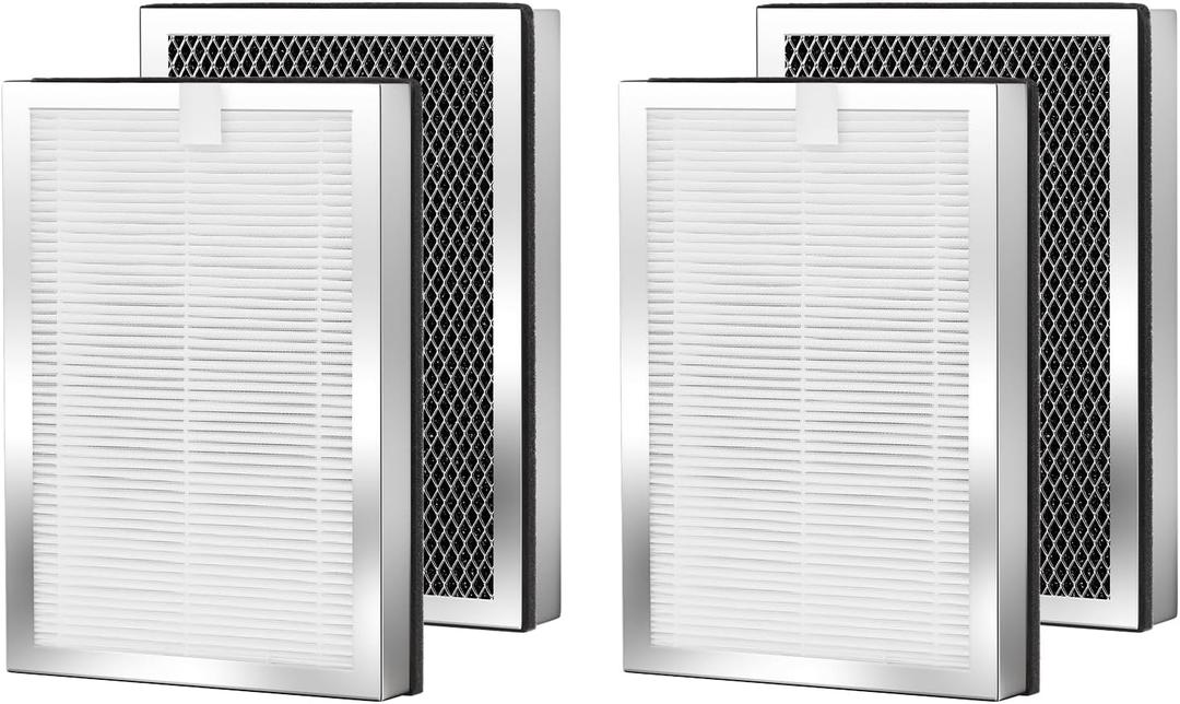 Air Purifier Replacement Filters 4 Pack Compatible with 25 Series Air Purifier Filter S1/W1/B1,3-in-1 Filters H13 True HEPA and Activated Carbon Filters Compatible with Series Air Purifier