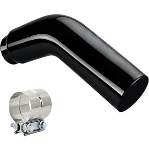 Universal 5" to 6" Exhaust Elbow Pipe with Steel Clamp - Silver Chrome or Black Painted for Car, Truck & Diesel