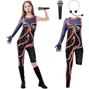 DreamJ Girls Snake Costume Outfit Singer Concert Bodysuit Cosplay Jumpsuit Halloween Costume (X-Large)