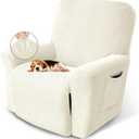 KEKUOU Recliner Chair Covers Lazy Boy Recliner Covers Stretch Couch Cover Slipcovers 1 Piece Furniture Protector with Elastic Bottom for Dog,Kids.(Recliner, Beige)