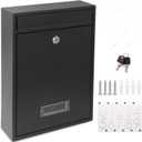 Mailboxes for Outside, Wall Mount Locking Mailbox, Security Mailbox with Lock Key and Three Sets 0-9 Mail Box Numbers, Large Capacity Steel Cover Metal Postbox for Outdoor, 13.8X 10.8X 3.25 Inch Black