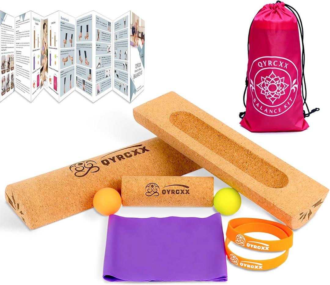 Extra Long Cork Balance Board - Longer Than Other Balance Plates, Foot Restoration & Balance Kit for Plantar Fasciitis Recovery - Professional Ankle Strength & Stability Trainer for Seniors & Standing Desk - Supports 440+ Lbs