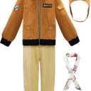 ReliBeauty Earhart Historical Costume Kids Aviator Costume for Girls with Hats, Glasses and Scarves,Yellow, Size 140