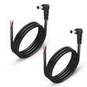 GINTOOYUN 2 Pack 90 Degree DC Power Pigtails Cable, Right Angle DC 5.5mm x 2.5mm Male Plug to Bare Wire Open End Power Supply Replacement Repair Cord, for Monitors, LED Strip Light, Camera,3FT 1m