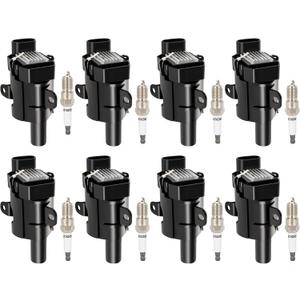ECCPP 12622553 1 8 ignition coils with 8 iridium Spark Plugs for Chevrolet for Buick for Cadillac Tahoe Rainier Escalade Ascender 4.8L 5.3L 6.0L UF262 748HH 9748HH 41-962