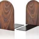 Book Ends, Large Sturdy Wooden Bookends for Shelves - Heavy Duty Non-Slip Book Organizers, Decorative Bookend Holders for Home Office, Library, Black Walnut Universal Economy Bookend, 1 Pair