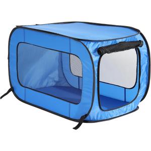 Beatrice Home Fashions Portable, Collapsible, Pop Up Kennel Travel Cat and Dog Crate, 32.5" L x 19.5" W x 19.5" H, Blue