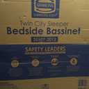 Simmons Kids By The Bed City Sleeper Bassinet for Twins - Adjustable Height Portable Crib with Wheels & Airflow Mesh, Grey Tweed