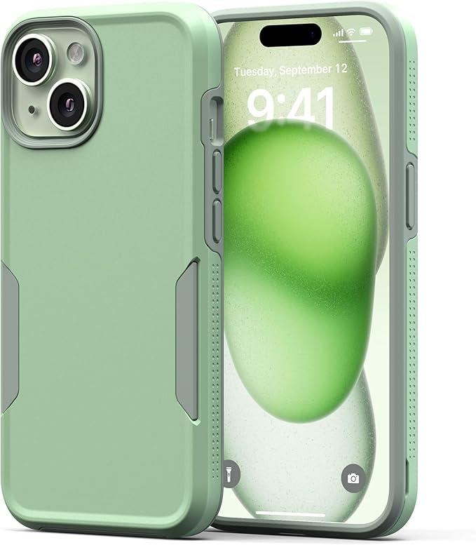 NTG【2023 New Designed for iPhone 15 Case, Heavy-Duty Tough Slim Shockproof [2 Layer Structure][Military Grade Protection] Phone Case for iPhone 15 (6.1 Inch), Green