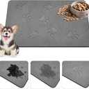 Drydiet Dog Gift Stone Mat for Dog Bowl Diatomaceous Earth Absorbent Non Slip Cat Puppy Mat for Food and Water Quick Drying Easy to Clean Placemat for Bowl Dish(Dark Gray,16 x 24 Inch)