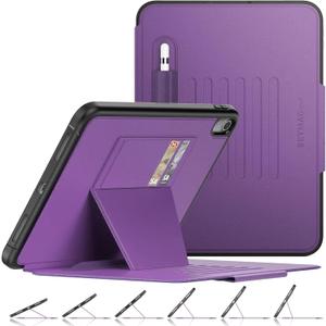 SEYMAC stock Case for iPad (A16) 11th/10th Generation 11/10.9'', Full-Body Drop Protection,[Stitched Slim Pencil Sleeve],Strong Magnetic Auto Sleep Case, Absorbing Multi-Angles Stand, Card Slot-Purple