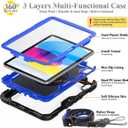 SEYMAC stock Case for iPad (A16) 11th/10th Generation 11''/10.9'' 2025/2022, Full-Body Drop Protection Case with Screen Protector &360 Rotate Hand Strap/Stand, Blue+Black