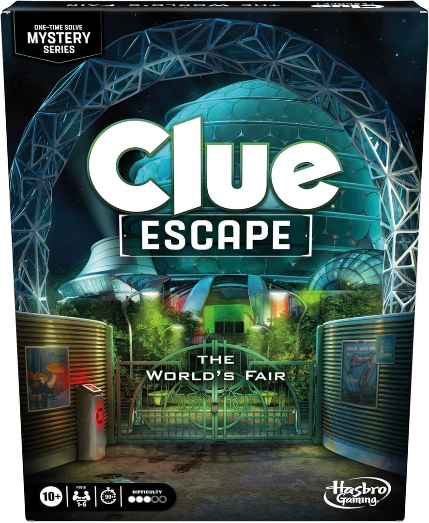 Clue Escape: The Worlds Fair Board Game | Escape Room 1-Time Solve Mystery Games | Ages 10+ | 1 to 6 Players | 90 - 120 Mins.| Family Games