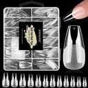 3 x JODSONE Short Straight Nails Tips Full Cover Soft Gel Nail Tips for Professional Pre-shaped Straight Shape False Nail Half Matte Fake Nail 10 Sizes 240PCS