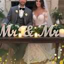 Mr & Mrs Sign Wedding Decorations for Reception, Large Wooden Freestanding Letters Centerpieces Decor for Ceremony, Sweetheart Table, Anniversary, Party and Valentine's Day (Natural White)