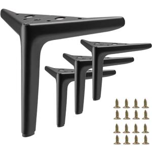 6 Inch Matte Black Metal Furniture Legs Heavy Duty Triangle Furniture Feet DIY Modern Replacement Legs for Cabinet Sofa Couch Chair-Set of 4