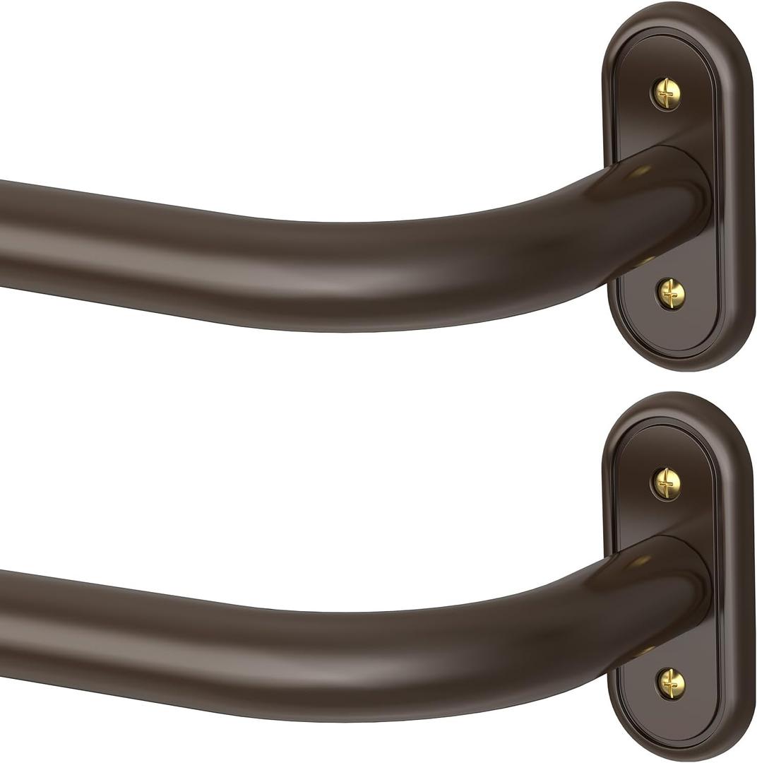 2 Pack Curtain Rods 36-88 Inch, Bronze Wrap Around Blackout Curtain Rods for Windows, 1 Inch Adjustable Heavy Duty Room Darkening Window Treatment Rod for Bedroom, Living Room, Sliding Door