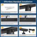 6'6" Stainless Steel T304 Handrail Black, Cuttable Rectangular Handrail Flat Top Rail for Indoor Outdoor Deck Stair Cable Railing System, Black Hand Rail with Plastic End Cap for DIY Balustrade (1 x 6'6")