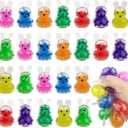 Anditoy 24 PCS Mini Easter Bunny Squeeze Toys Stress Balls Stress Relief Toys for Easter Basket Stuffers Egg Fillers Gifts Party Favors