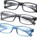 MODFANS 3 Pack Plastic Frame Spring Hinges Reading Glasses Vintage Quality Comfort for Men and Women +1.50