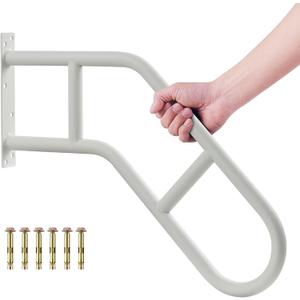 Hand Rails for Outdoor Steps & Elderly (Max 800LBS),U-Shape Wall Mount Stair Railing, Porch, Deck & Garden Grab Bar, Safety Handle for Garage, 1 Pack (White)