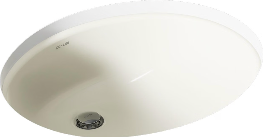 KOHLER 2210-96 Caxton Under-Mount Bathroom Sink, Include Overflow Drain, Fits 14" x17" Cutouts, Undermount Installation, Biscuit