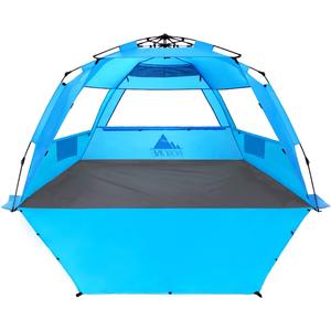 NXONE XL Pop Up Beach Tent, Deluxe Sun Shade Shelter for 4 Person, UPF 50+ Protection, Windproof Beach Shade, Extendable Floor with 3 Ventilating Windows Plus Carrying Bag, Stakes and Guy Lines, X-Large