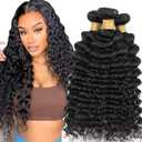 Ailabi Brazilian Curly Human Hair Bundles 26 28 30 Inch Deep Wave Bundles Human Hair 11A Unprocessed Virgin Quick Weave Hair for Black Women
