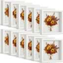 Tuanse 12 Pcs Shadow Box Bulk Display Case Plastic Shadow Box Picture Frame for Photos Flower Wedding Bouquets Pet Memorial Graduation Object Butterfly Tickets Wall Tabletop(8 x 8 Inch, White)