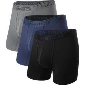 BAMBOO COOL Men's 360 Breathable Mesh Underwear Moisture-Wicking Boxer Briefs Cooling Performance,Multipack (Large, 01-black/Grey/Nay (3 Pack))