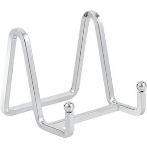 Plate Holder Easel Display Stand - 3 inch Metal Plate Stands for Display - Tabletop Picture Stand - Silver Iron Easels for Display Pictures | Photo Frames | Book | Decorative Plates | Plaque-1 Pack
