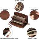 GAEKEAO Wallet for Women Clutch RFID Blocking Wristlet Leather Purse Large Capacity Credit Card Holder with Grip Hand Strap