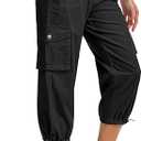Eddoyee Women's Cargo Capris Pants Elastic Waist Hiking Pants 2026 Summer Casual Pants with 6 Pockets (Black, XXL)
