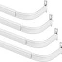Sawysine 4 Pcs 18 to 28 Inch White Adjustable Curtain Rod Set Heavy Duty Door Curtain Rod Flat Sash Rods Hardware Included for Home Windows Kitchen Bathroom Sidelights
