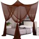 Mengersi Elegant Canopy Bed Curtains for Full Queen King Size Bed,Bed Canopy Mosquito Net Suitable for Indoor Outdoor Net (87x79x98(Suggested for Full to King), Coffee)