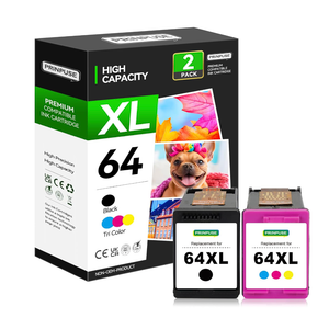 PRINPUSE 64XL Ink Cartridges Black and Color Replacements for HP 64XL Ink Cartridge Combo Pack HP 64 Ink for Envy Photo 7855 7858 7155 7120 7800 6252 6255 7158 7100 7164 Printer (2 Pack)