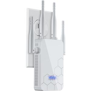 WiFi Extender Internet Booster, 10000 Sq.ft Long Range Repeater Wireless Routers Amplifier, Support More Network Devices at Home, Mesh WiFi 80% Faster, Broader Than Ever, 1 Tap Setup
