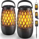 Outdoor Bluetooth Speakers Waterproof Wireless Outdoor Speakers with Flame Lights, Tech Gadgets Gift for Men Dad Her, Multi-Sync up to 100 Speakers, HD Stereo Sound, IPX5 for Patio Porch Party, 2 Pack