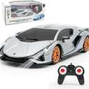 QUN XING Remote Control Car 1:24 Officially Licensed 2.4GHZ Rc Cars Lambo Sport Racing Toy Car for Kids Boys 4-7 Years Birthday Gift,Silver