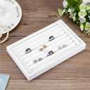 7 Slot Ring Display Tray Jewelry Organizer Stackable Velvet Ring Holder Flannelette Jewelry Case for Rings Pendants Earrings Studs Rings Holder Jewelry Storage White