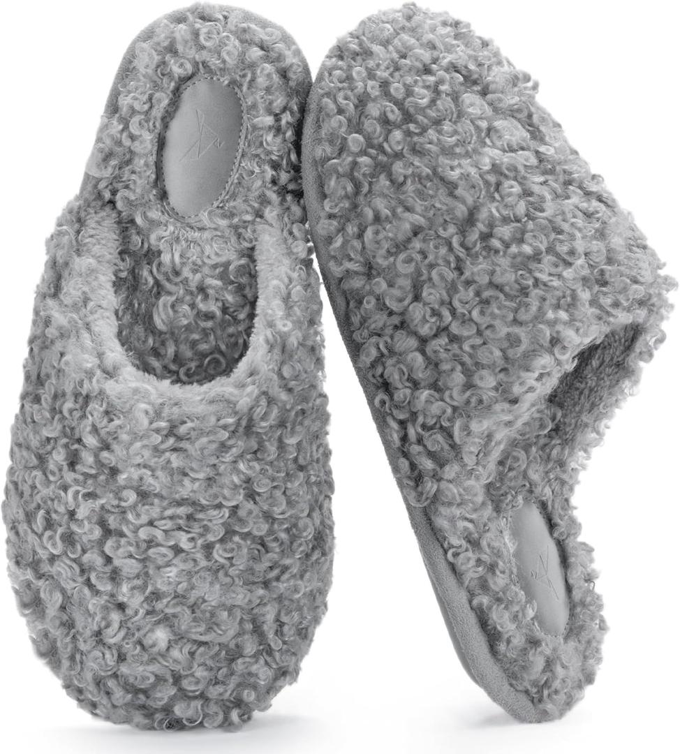 RockDove Women's Twirl Fleece Cozy Scuff Slippers with Memory Foam, Indoor Non-Slip Rubber Sole, Gift-Ready House Shoes (9-10)
