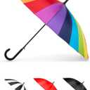 totes Large Eco Auto-Open 24 Rib Stick Umbrella with a Classic J Hook Curved Handle and water repellant (One Size)